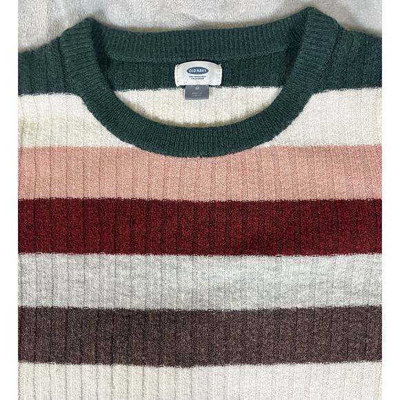 Old Navy Striped Sweater Womens M Colorful Festive Holiday Party Cozy Fitted Y2K - Picture 2 of 10